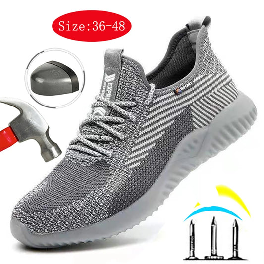 Breathable Safety Shoes Men's Work Boots Steel Toe Cap Puncture-Proof Indestructible Security Shoes Light Comfortable Sneakers