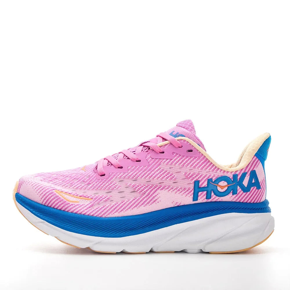 HOKA Clifton 9 Women and Men Black Gold Fabric Non-slip Wear-resistant Low-top Running Shoes Trainer Sneakers