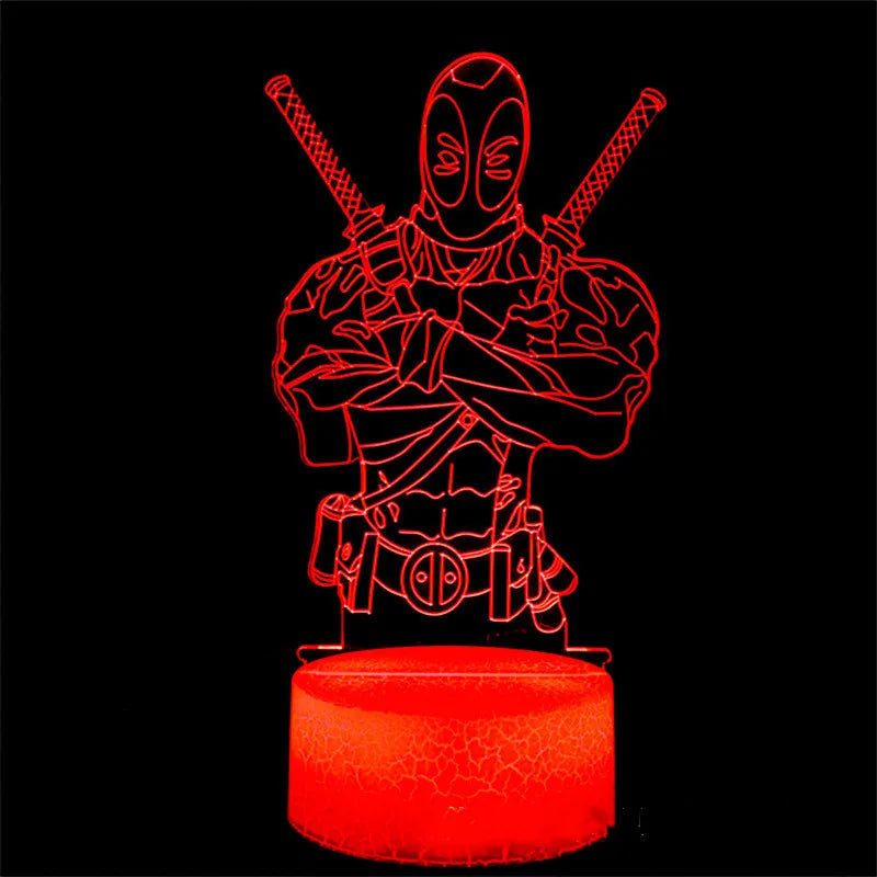 Anime The Avengers Infinity War 3D LED Nightlights Spiderman Ironman Hulk Thor Lamp Colorful Changing Night Lights Table Lampara