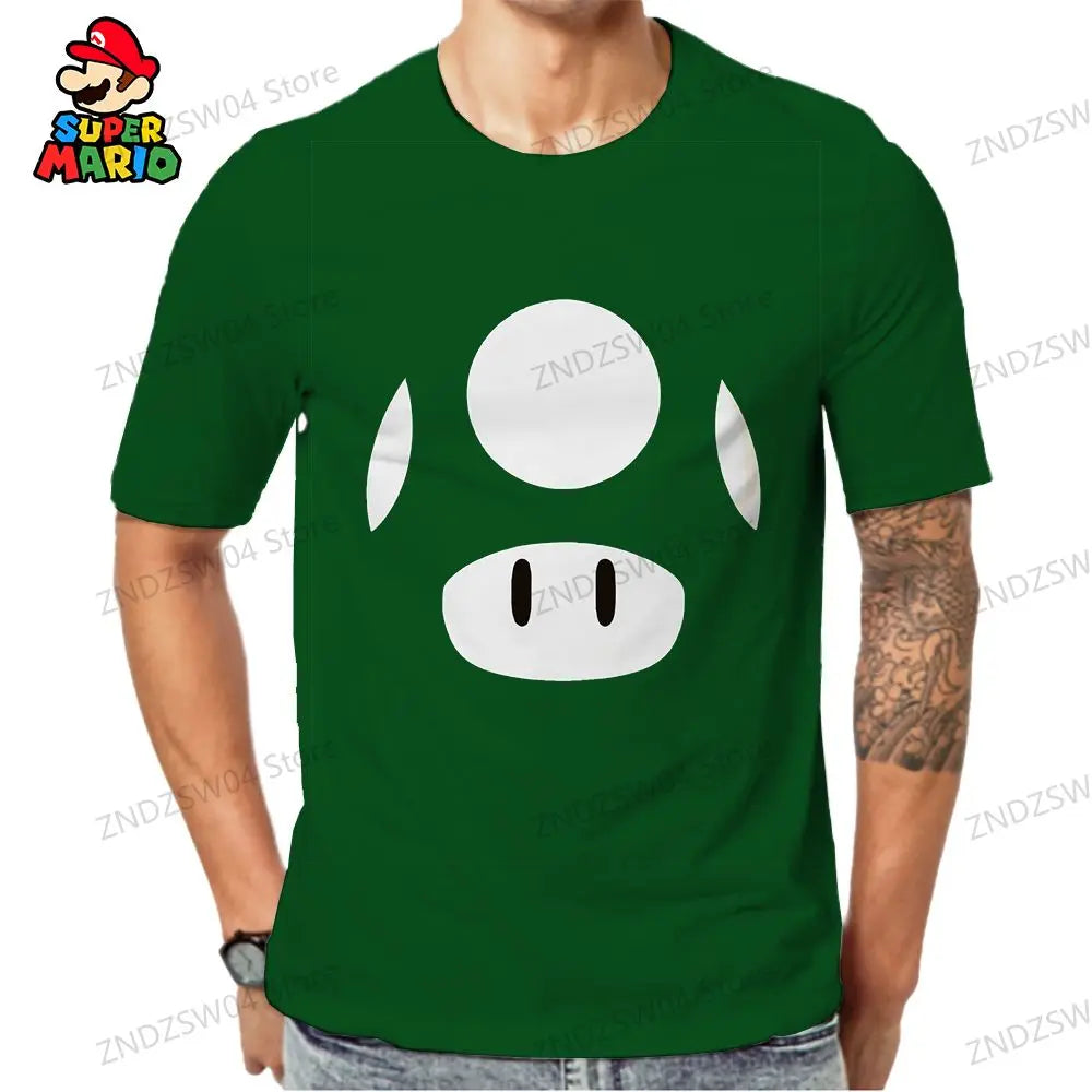 Y2k Super Mario 3D Print Parent-child Wear 110-6XL Men's Children's T-Shirt Short Sleeve 2024 Summer Harajuku Style Fashion Tops