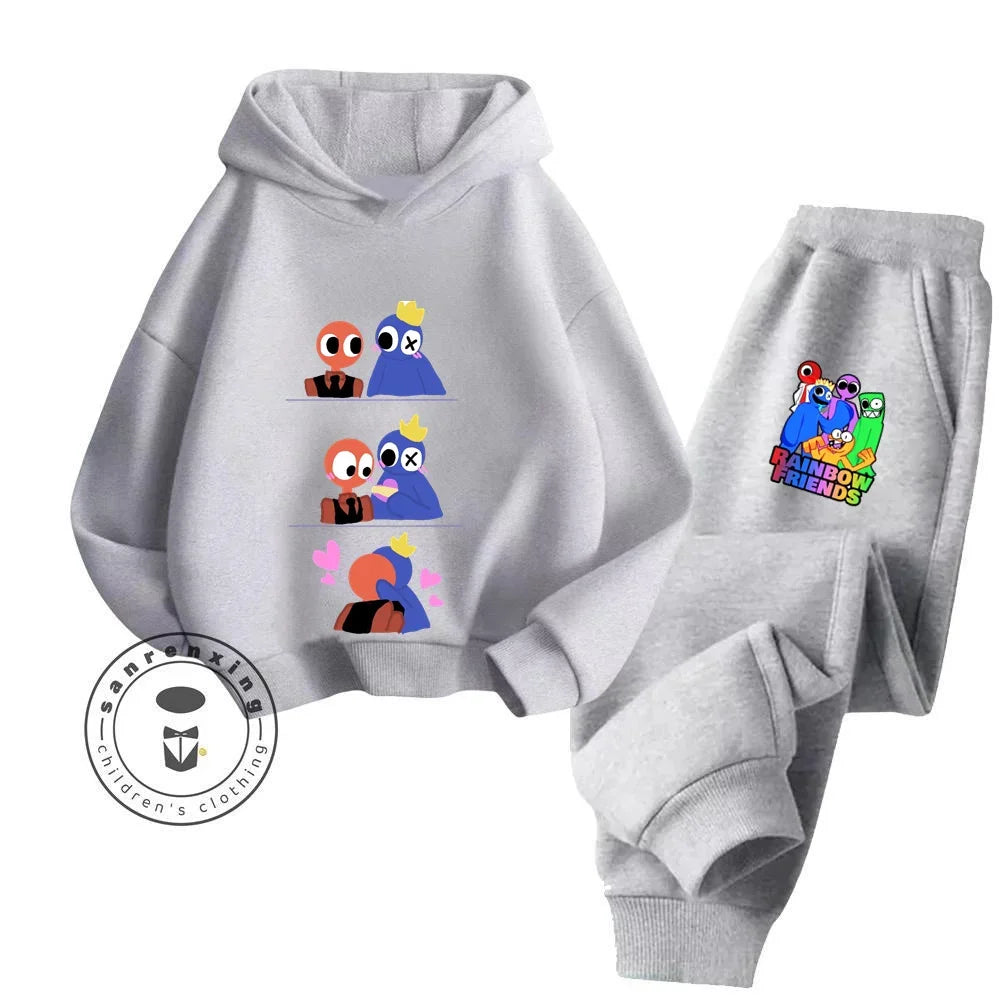 2024 Stylish and Cozy Cartoon Rainbow Friends Long Sleeve Stand Out Design Suitable for Children 3-14 Years Old New Hoodie Set