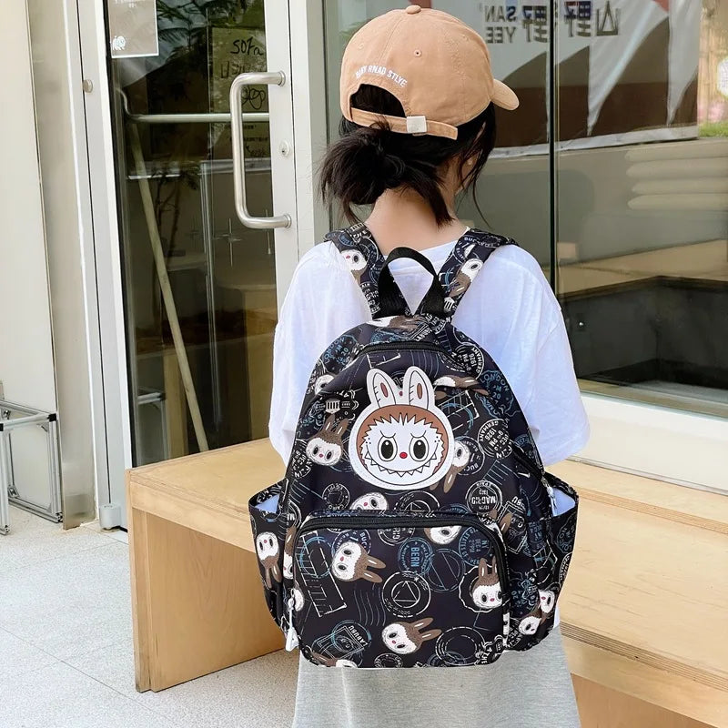 Cartoon Labubu Backpack Kawaii Brown Monster Kids Messenger Bag Cute Student Shouder Bag Outdoor Travel Use Children's Gift EB18