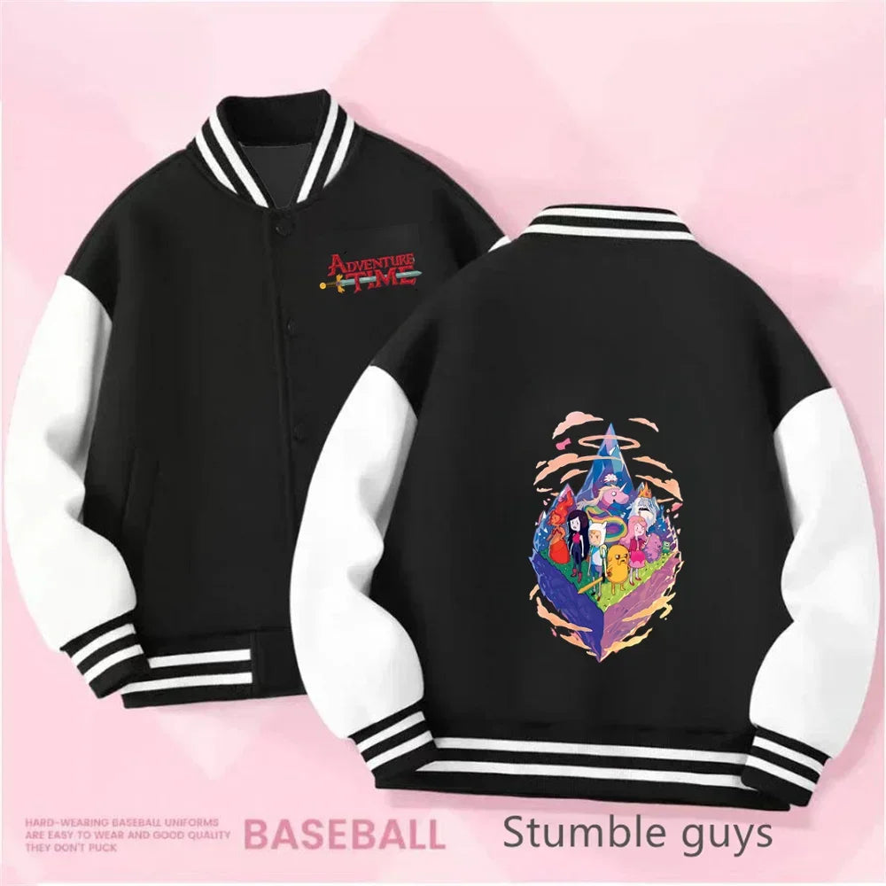 Boys and Girls for Stylish Coat Kids Sanrio Fall/Winter Jacket Baseball Uniform Adventure Time Pattern Print Thick Warm