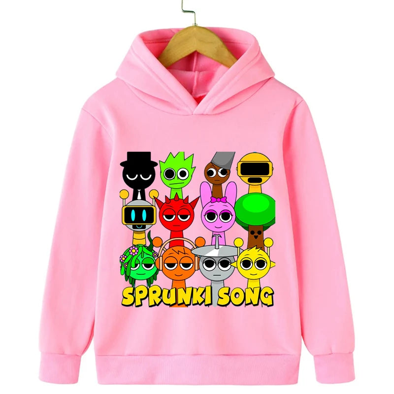 Sprunki Cartoon Game Hoodie for Boys Girls Autumn Long Sleeve Harajuku Sweatshirts Casual Hooded Tops Anime Hoodie Kids Clothes