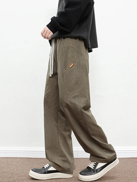 2025 Spring Summer Men's Sweatpants Korean Fashion Wide Leg Baggy Pants 8XL 7XL 6XL Plus Size Loose Straight Trousers Male