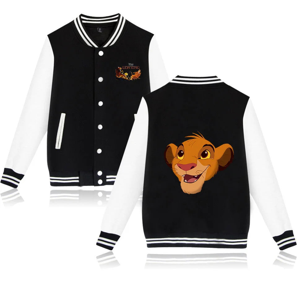 Disney The Lion King Simba Varsity Baseball Bomber Jacket Men Women Hip Hop Harajuku Jackets Kids Boys Girls Single Coats