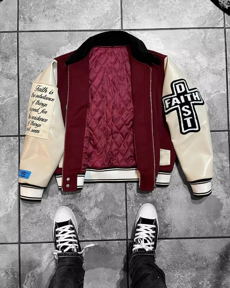 American Street Pop Letter Flocking Embroidery Jacket and Coat Men Harajuku Y2K New Loose Baseball Uniform Couple Casual Jacket