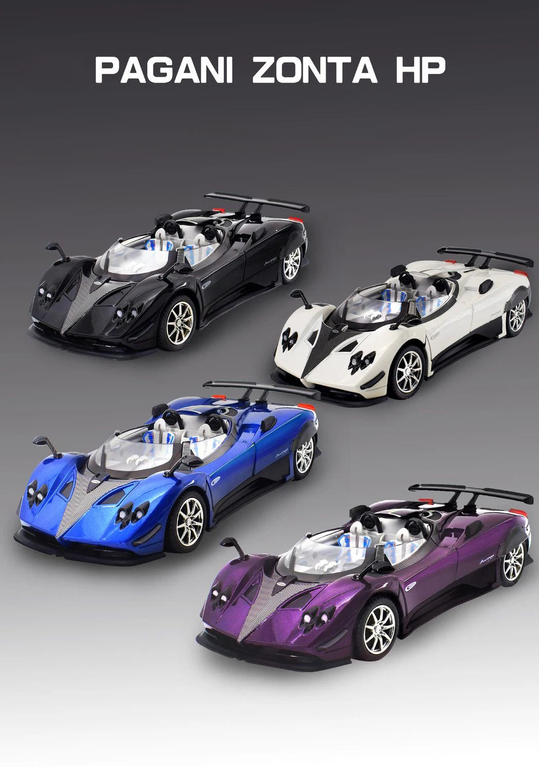 1:24 Pagani Zonda HP Barchetta Supercar Alloy Car Model Sound and Light Pull Back Children's Toy Collectibles Birthday gift