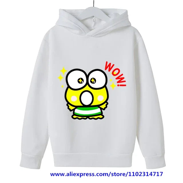 MINISO Kero Kero Keroppi Hoodie Kids Clothes Girls Clothing Sanrio Boys Sweatshirts Spring Boys Long Sleeves Cartoon Hooded