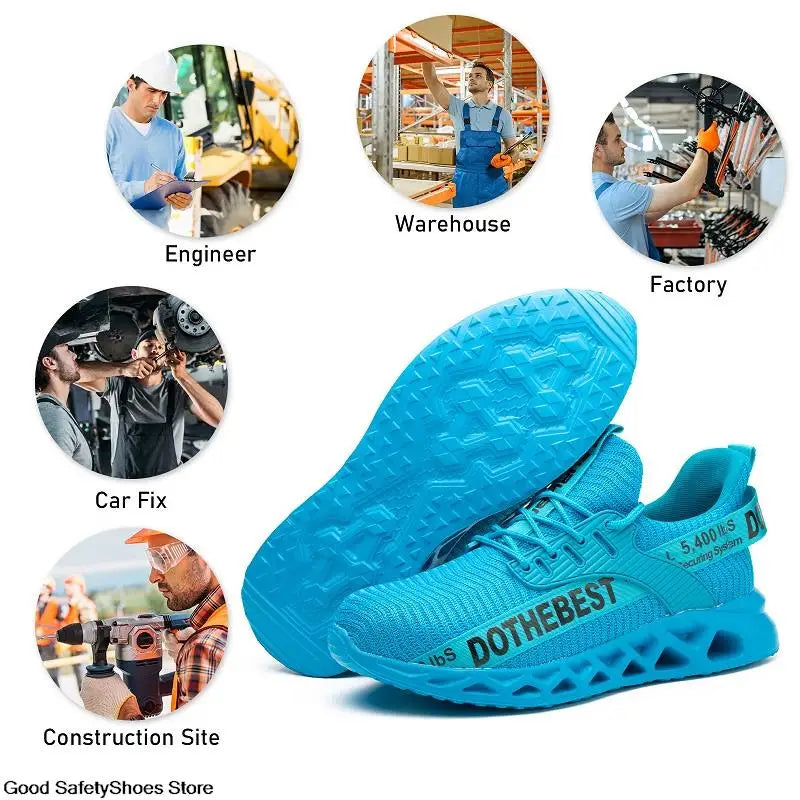 Construction Shoes Men Women Safety Work Shoes Steel Toe Safety Work Boots Anti-Puncture Breathable Work Sneakers Lightweight