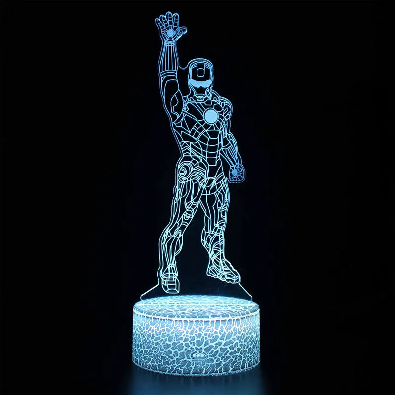 Anime The Avengers Infinity War 3D LED Nightlights Spiderman Ironman Hulk Thor Lamp Colorful Changing Night Lights Table Lampara