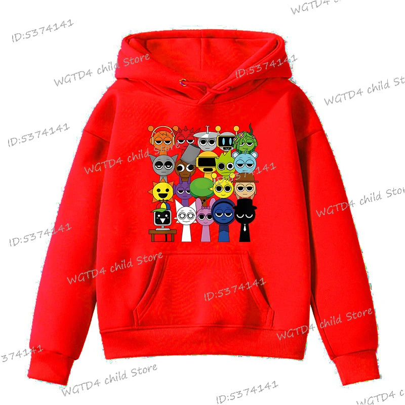 Sprunki Game Figure Hoodies Boys Girls Travel Sweatshirts Cartoon Incredibox Game Long Sleeve Streetwear Funny Sprunki Hoodie