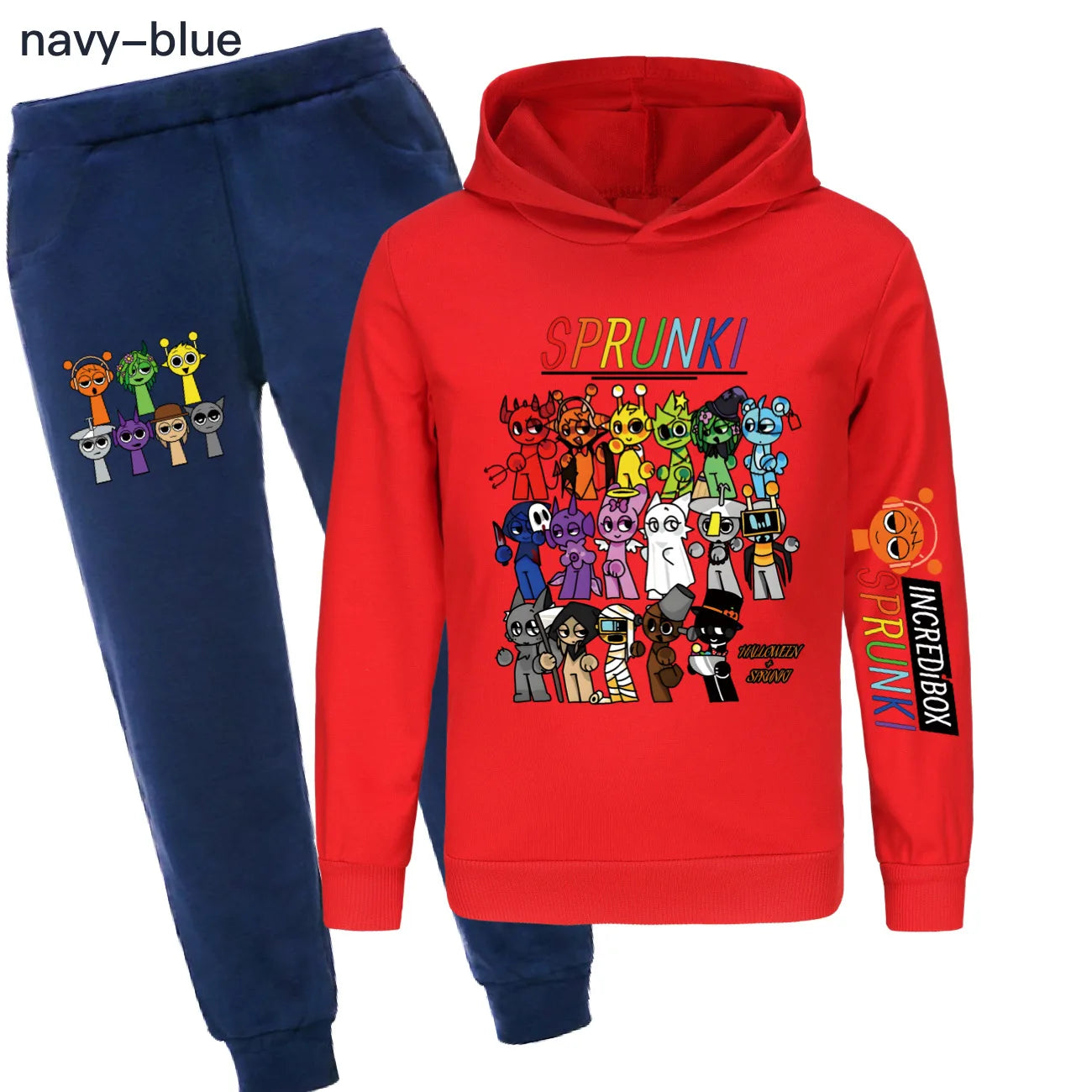 Sprunki Clothes Kids Game Cartoon Incredibox Jumper Boys Fashion Long Sleeve Sweatshirts+ Pants 2pcs Suits Toddler Girls Outfits