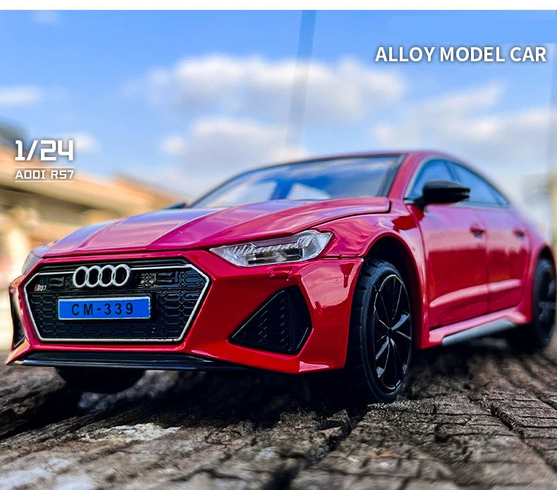 1:24 Audi RS7 Coupe Alloy Car Model Diecasts Metal Toy Sports Car Vehicles Model Simulation Sound Light Collection Kids Toy Gift