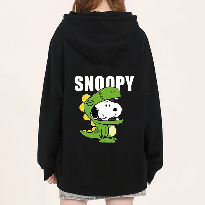 Snoopy Cartoon Anime Women Pullover Spring Autumn Men Oversized Hoodie Casual Couple Sweatshirt Clothes Tops