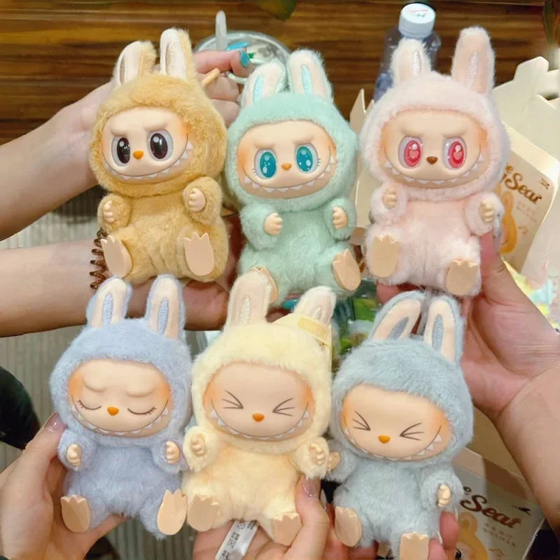 Anime Figure Labubu toy Have A Seat Series Pendant Flocking Model Toy Kawaii Monster Replica Keychain Toy Birthday Doll