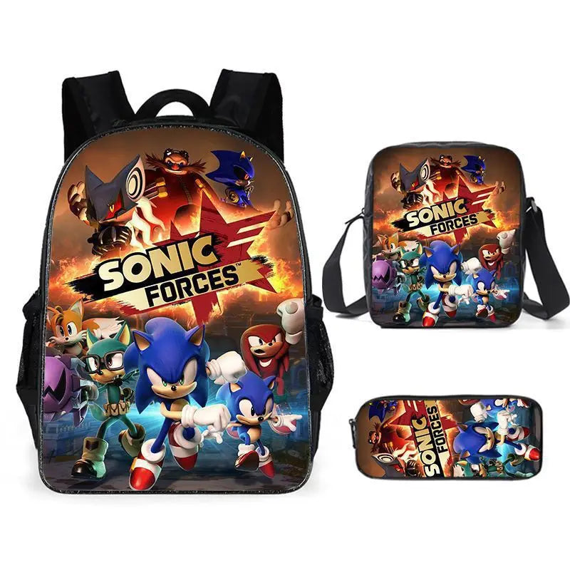 Sonic Backpack Primary and Middle School Students Schoolbag Boys Girls Anime Cartoon School Bag Mochila Zipper Shoulders