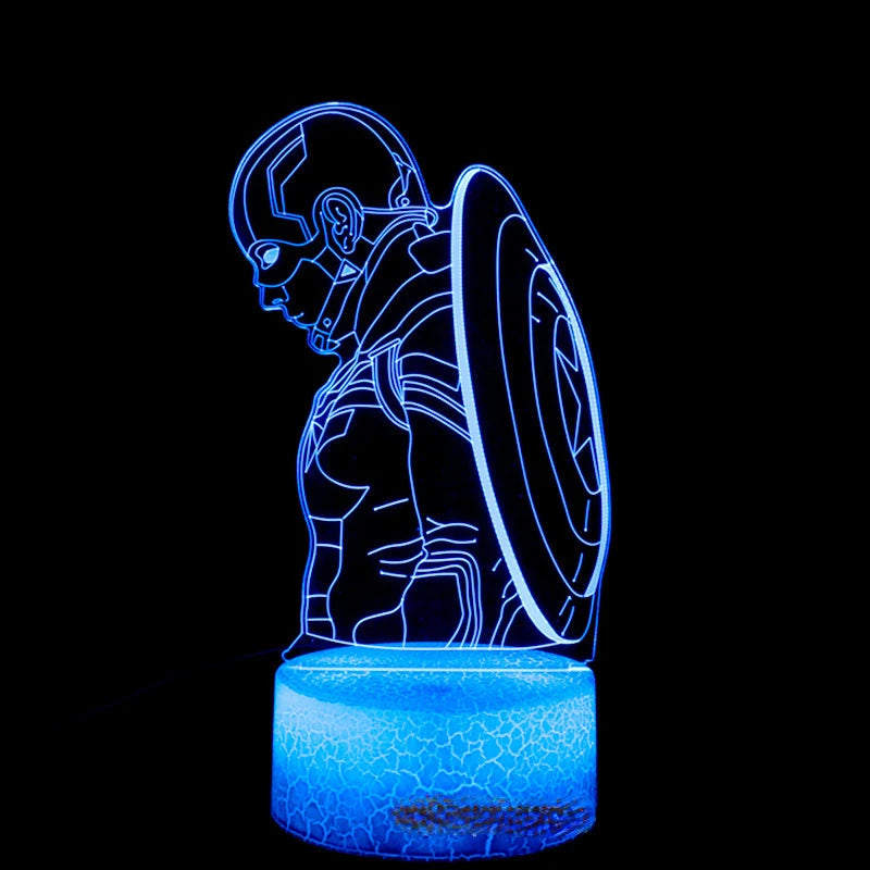 Anime The Avengers Infinity War 3D LED Nightlights Spiderman Ironman Hulk Thor Lamp Colorful Changing Night Lights Table Lampara