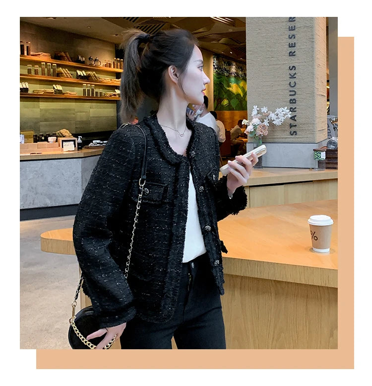 Jielur Autumn New Sweet Ladies Elegant Women Jackets Solid Street Fashion Jackets Woman Black Casual Loose Slim Coats Female