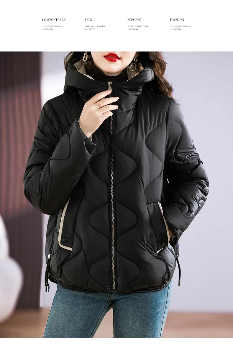 Winter Jacket Women 2023 New Outerwear Korean Clothes Women Coat Hooded Cotton Parkas Harajuku Ladies Quilted Coat Streetwear