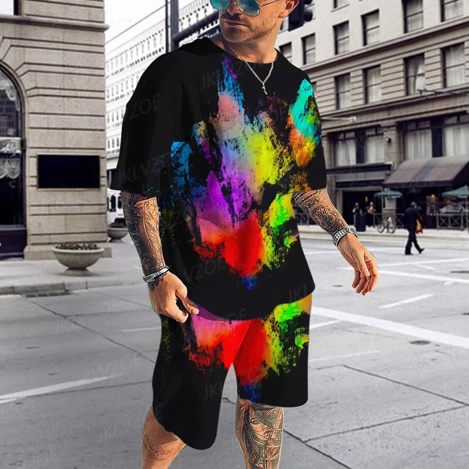 Hot Summer Men's Clothing 3d Printed Men's Bob Marley Printed Short Sleeve Shorts Two-Piece Man Casual Fashion Short Sleeve Suit