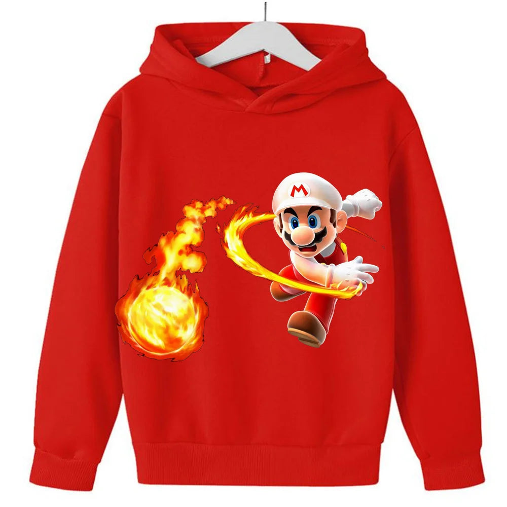 New Super Mario Peach Princess Boys Hoodies Kids Boys Clothes Children's Clothing Tops Baby Long Sleeve Boy Hoodies 3-14 Years