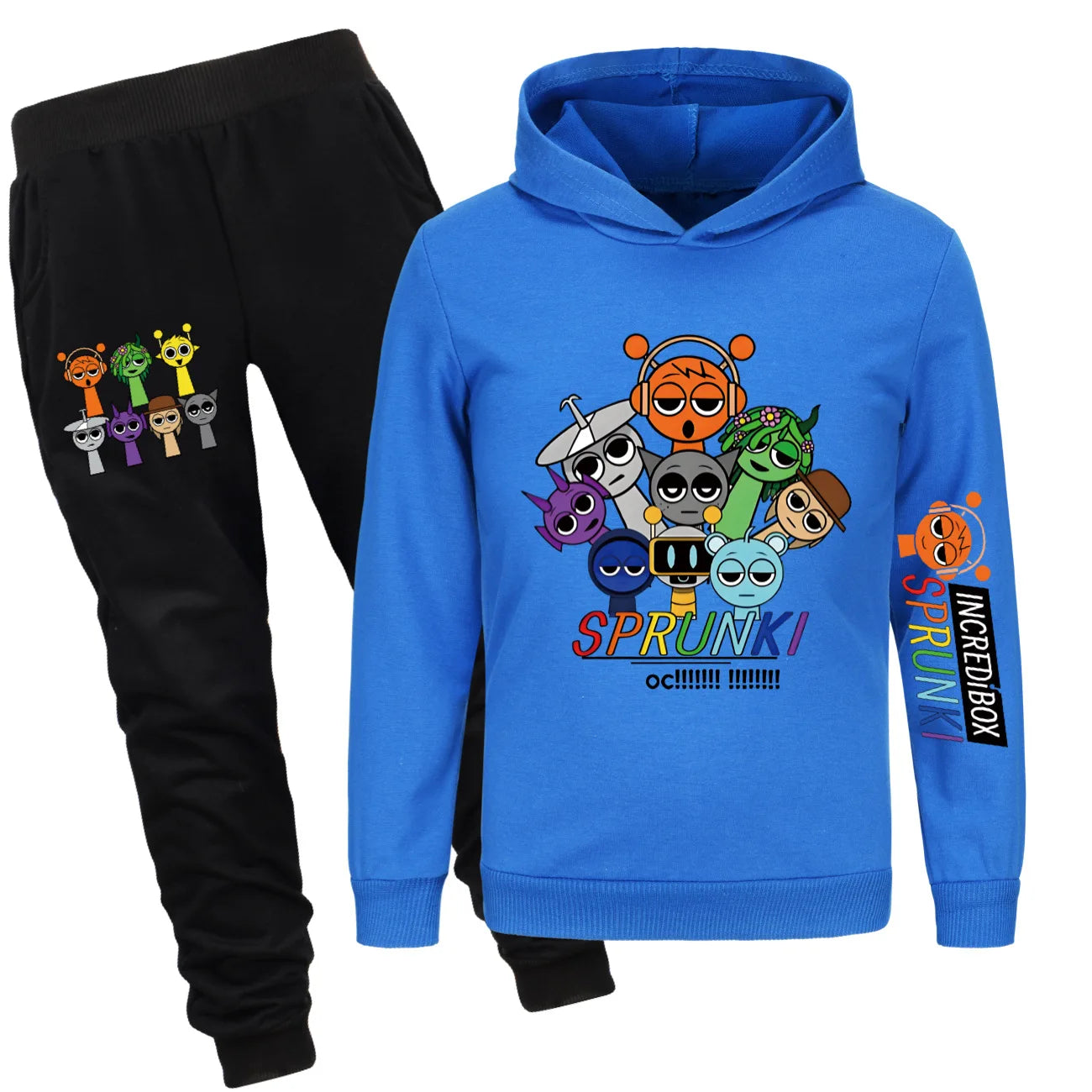 Sprunki Cartoon Clothes Kids Game Incredibox Jumper Boys Fashion Long Sleeve Sweatshirts+ Pants 2pcs Suits Toddler Girls Outfits