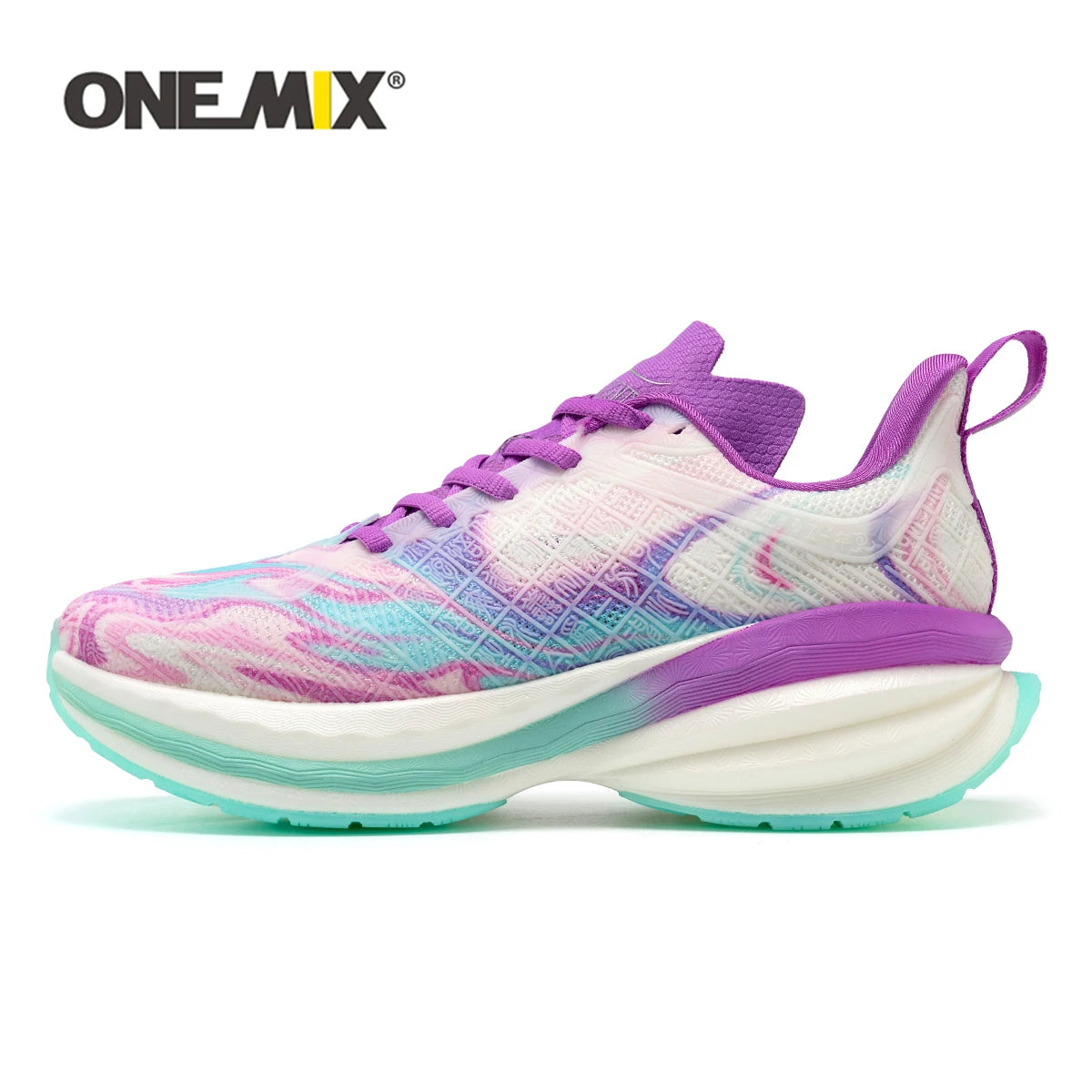 ONEMIX Running Shoes for Men Breathable Soft Fashion Colorful Character Sport Shoes Outdoor Shock Absorption Walking Sneakers