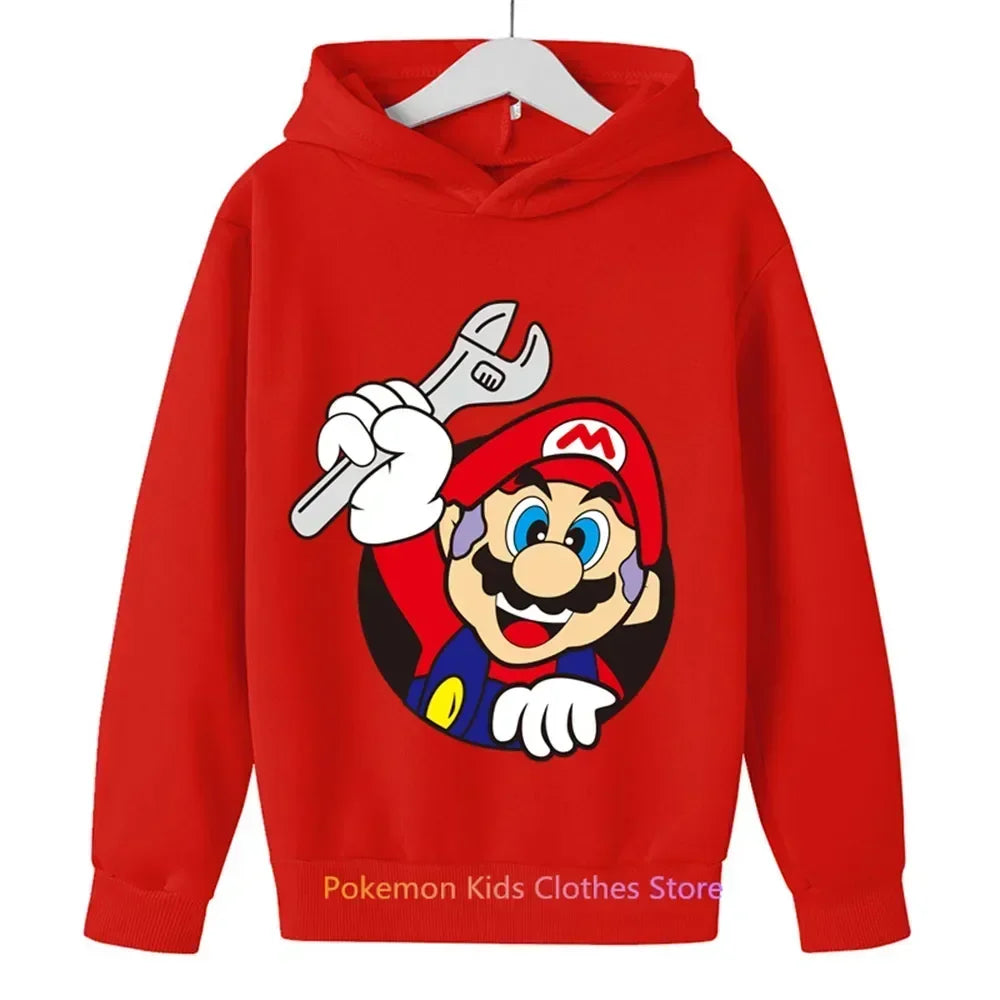 Spil Super Mario bros Hættetrøje til børn Overdele Langærmede Drenge Tøj Piger Baby tegneserie Børn Mode Forår Efterår Sweatshirt