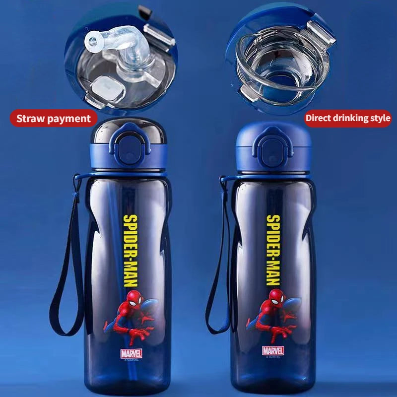 800ml Disney Iron Man Spider Man Cartoon Cup with Straw Kids Captain America Boy Girl Princess Sophia Sport Water Bottles Cups