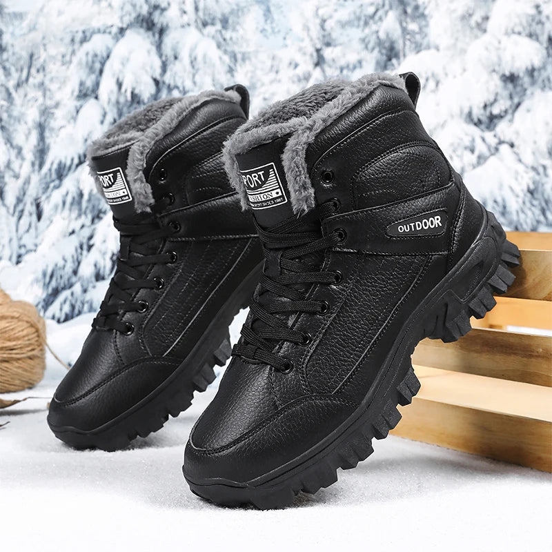 Men Waterproof Snow Boots Super Warm Winter Plush Shoes Men Sneakers Work Shoes Outdoor Male Hiking Boots Anti-slip Ankle Boots