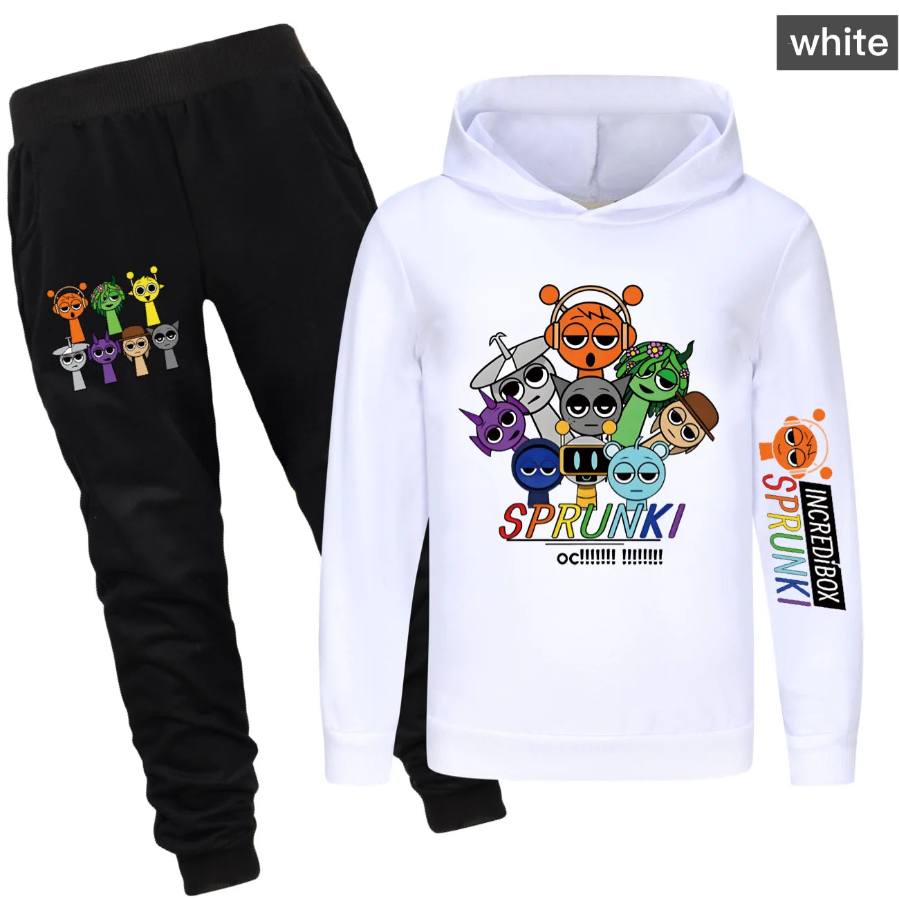 Sprunki Cartoon Clothes Kids Game Incredibox Jumper Boys Fashion Long Sleeve Sweatshirts+ Pants 2pcs Suits Toddler Girls Outfits