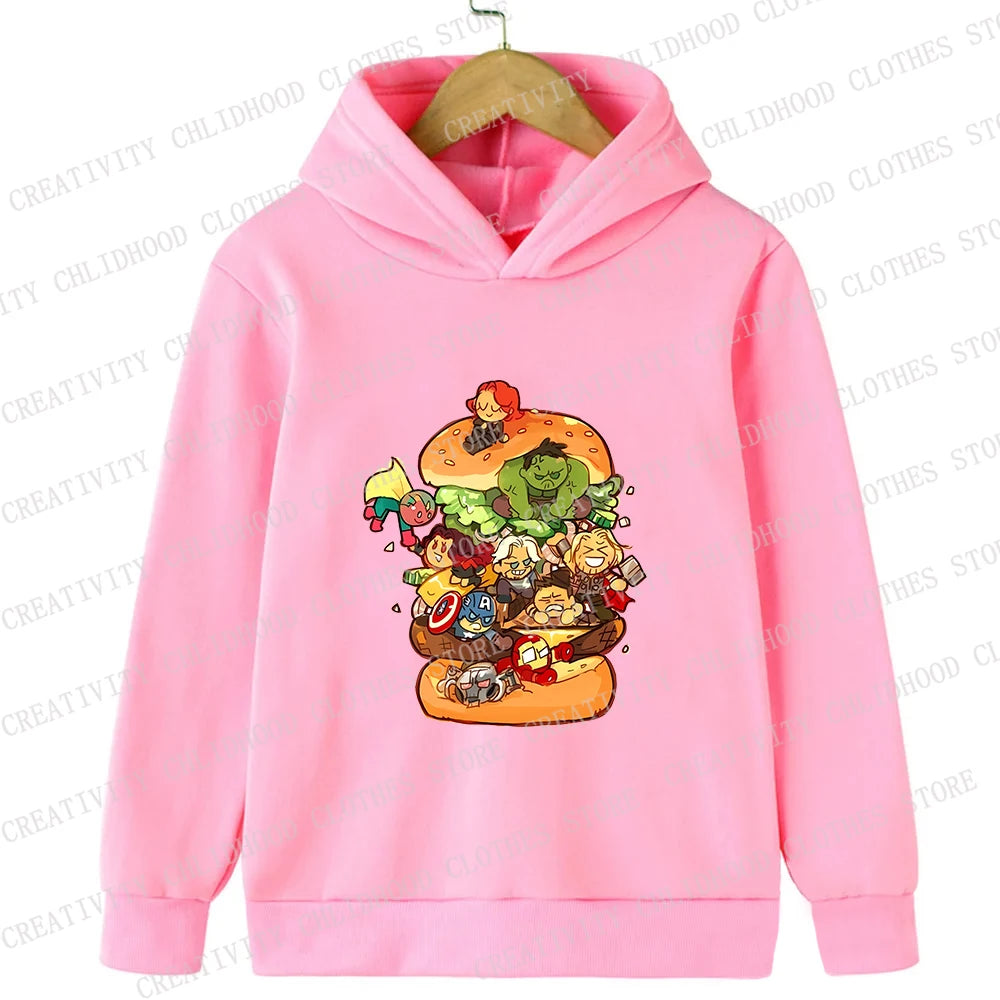 Superhero Children Hoodies Kids Pullover Hulk Iron Spider Black Widow Casual Clothes Anime Kid Girl Boy Cartoons Top Sweatshirts