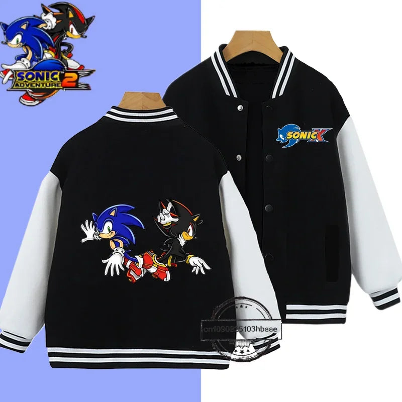 2024 Fashion Boys Nintendo Series Baseball uniform Sonic 1-14 year old girls Coat Cartoon Print Spring and Autumn Jacket