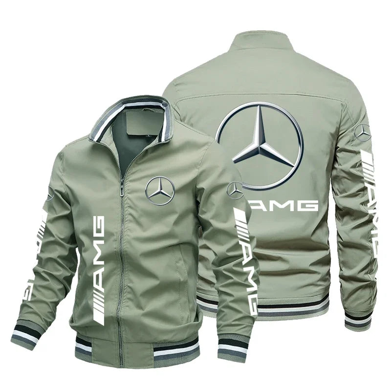 Herre Mercedes-Benz-jakke Luksusbil-logotryk Motorcykeljakke Overdimensioneret Sport Racing Team-jakke Mercedes-Benz Herretøj