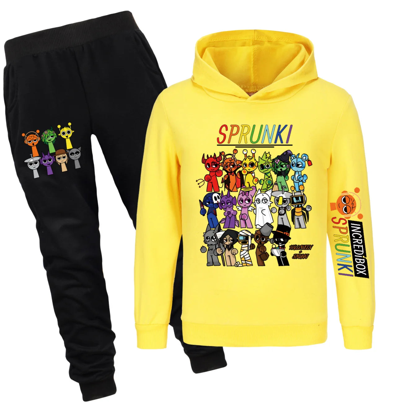 Sprunki Clothes Kids Game Cartoon Incredibox Jumper Boys Fashion Long Sleeve Sweatshirts+ Pants 2pcs Suits Toddler Girls Outfits