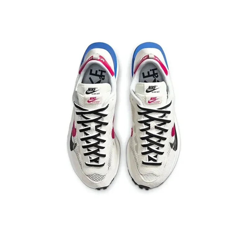 Sacai x Nike VaporWaffle royal fuchsia low-top sports and casual shoes for men and women, gray and white