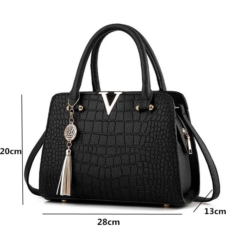 High Quality Women Crocodile Handbag V Letters Designer Large Capacity Shoulder Bags