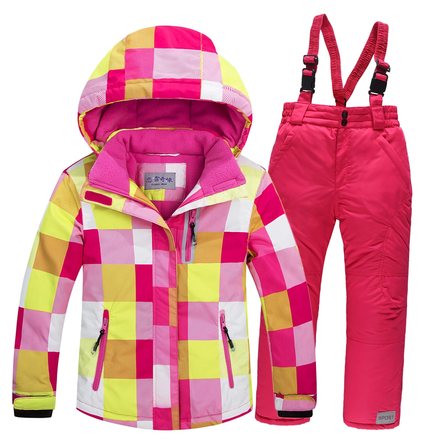 OLEKID 2024  Winter Children Boy Ski Suit Waterproof Girl  Jacket Overalls Snowsuit 3-16 Years Kid Teenage Parka Snow Suit