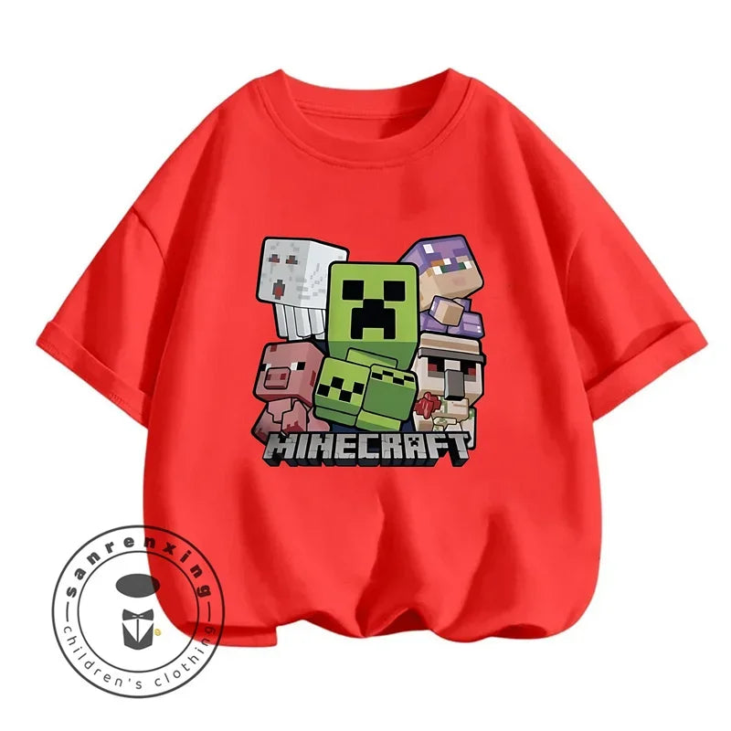 Minecraft New Summer Kids Clothes For Children Kawaii Cartoon Printed Baby Tops Cute Boys Girls Short Sleeves T-shirts