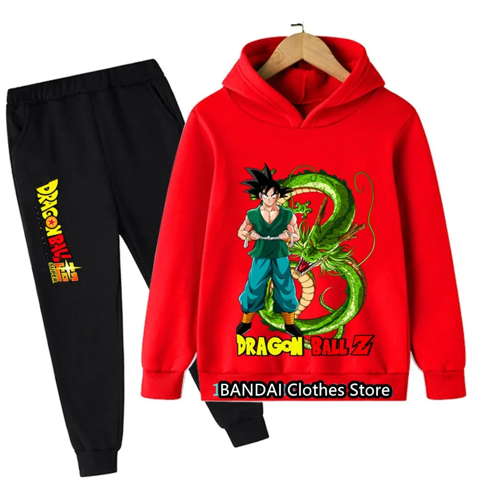 2024 New Dragonball Son-Goku Hoodies Boys Hoodies Kids Clothes Set Pullover Tracksuit Jogging Girls Sweatshirts Set 2 Pieces