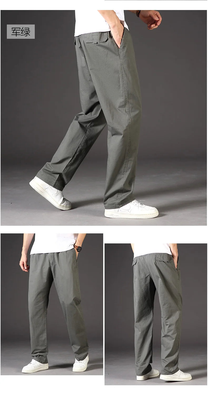 Spring Autumn Mens Cargo Pants Casual Sweatpants Relaxed Fit Cotton Pants American Style Large Size Sports Outdoor Pants