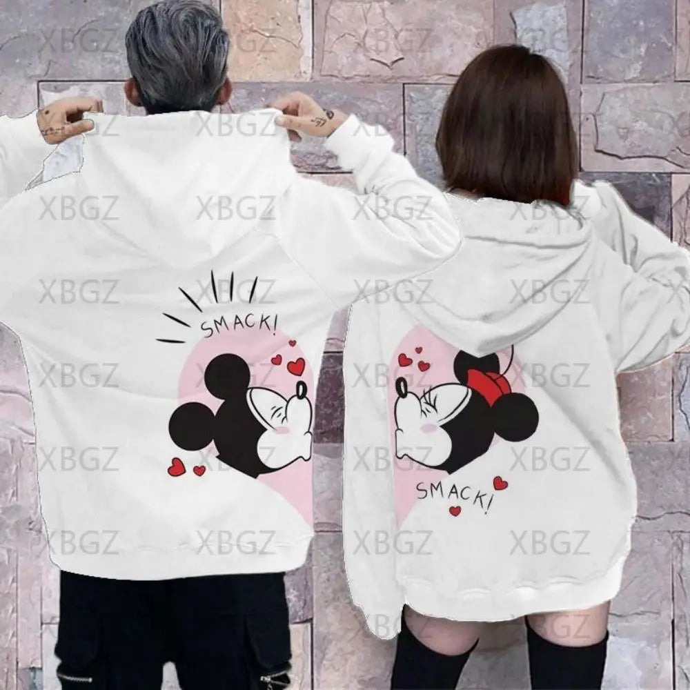 Women's Hoodies Couple Outfit Top Woman Minnie Mouse Y2k Disney Women Clothing Fashion Sweatshirts Mickey 2022 Men's Sweatshirt