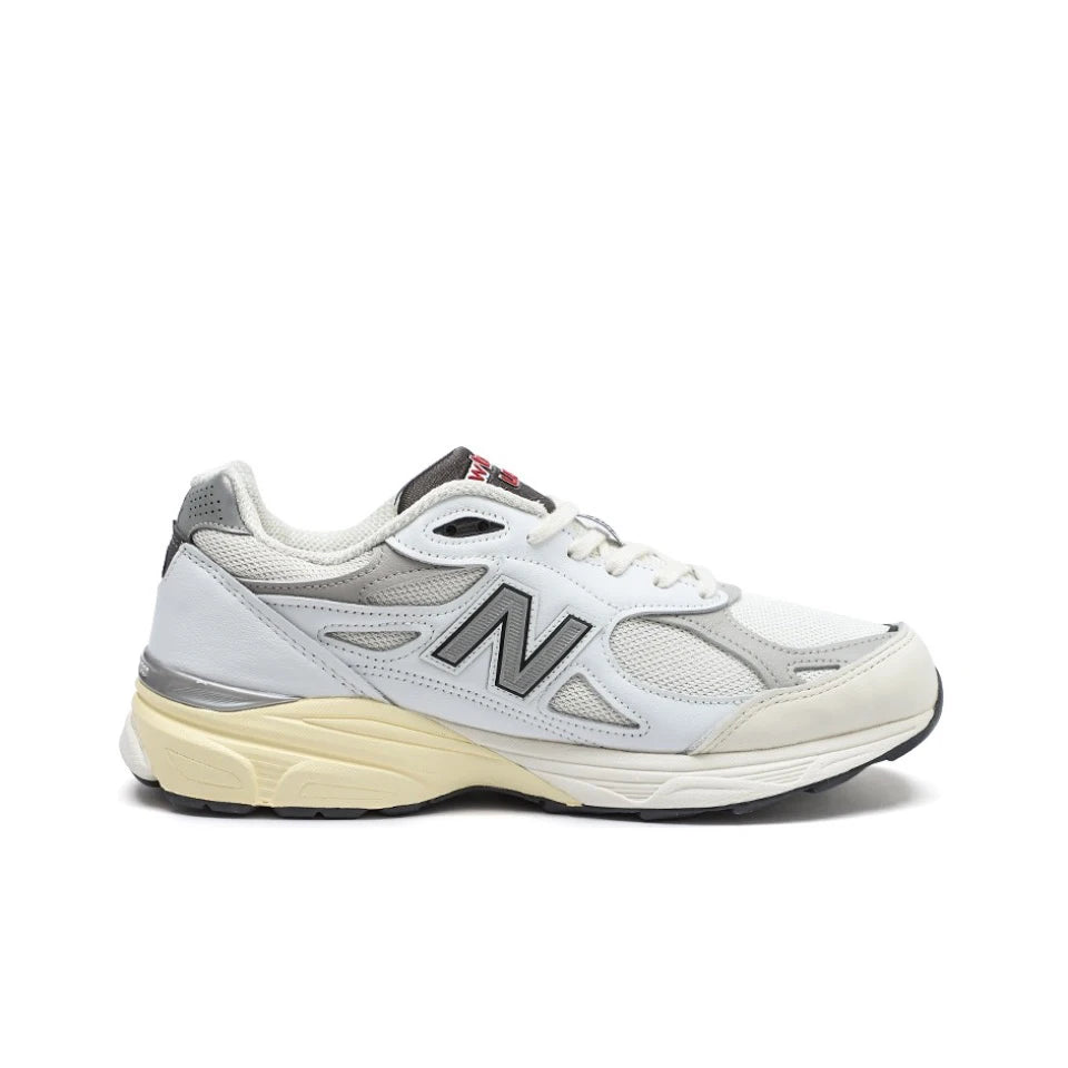 Original New Balance NB 990 V3 Classic Vintage Mesh Fabric Leather Casual Men's and Women's Running Shoes White Silver M990AL3