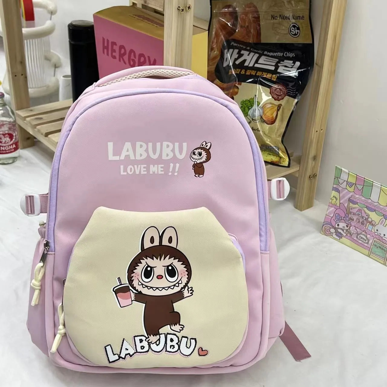 Labubu Primary And Secondary School Students' Cute Printed Casual Backpack For Women'S School Travel Versatile Backpack 2024 New