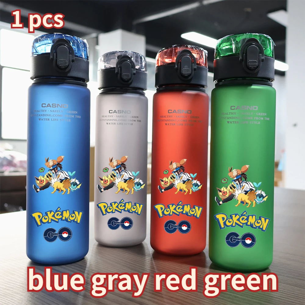 560ml Pokemon Pikachu Charizard Mew Water Bottle Portable Outdoor Sport Large Capacity Blue Gray Red Green Plastic Drinking Cup