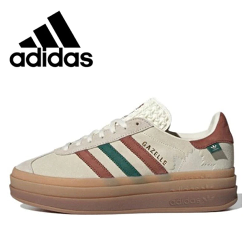 Adidas originals Gazelle Bold woman thick soled skateboard shoes pink red outdoor non-slip comfortable sneakers