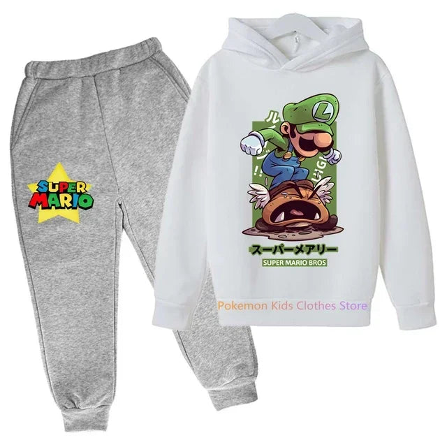 Super Mario bros boys Clothing Girls Set Kids Hoodies Tops Sweater Clothes+ trousers Pants 2pcs Set Gifts Toddler Outfit 2-14T