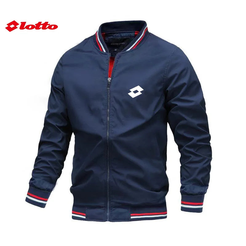 Embroidered Autumn and Winter Men's Stand Collar Casual Zipper Jacket Outdoor Sports Coat Windbreaker Jacket for Men Waterproof