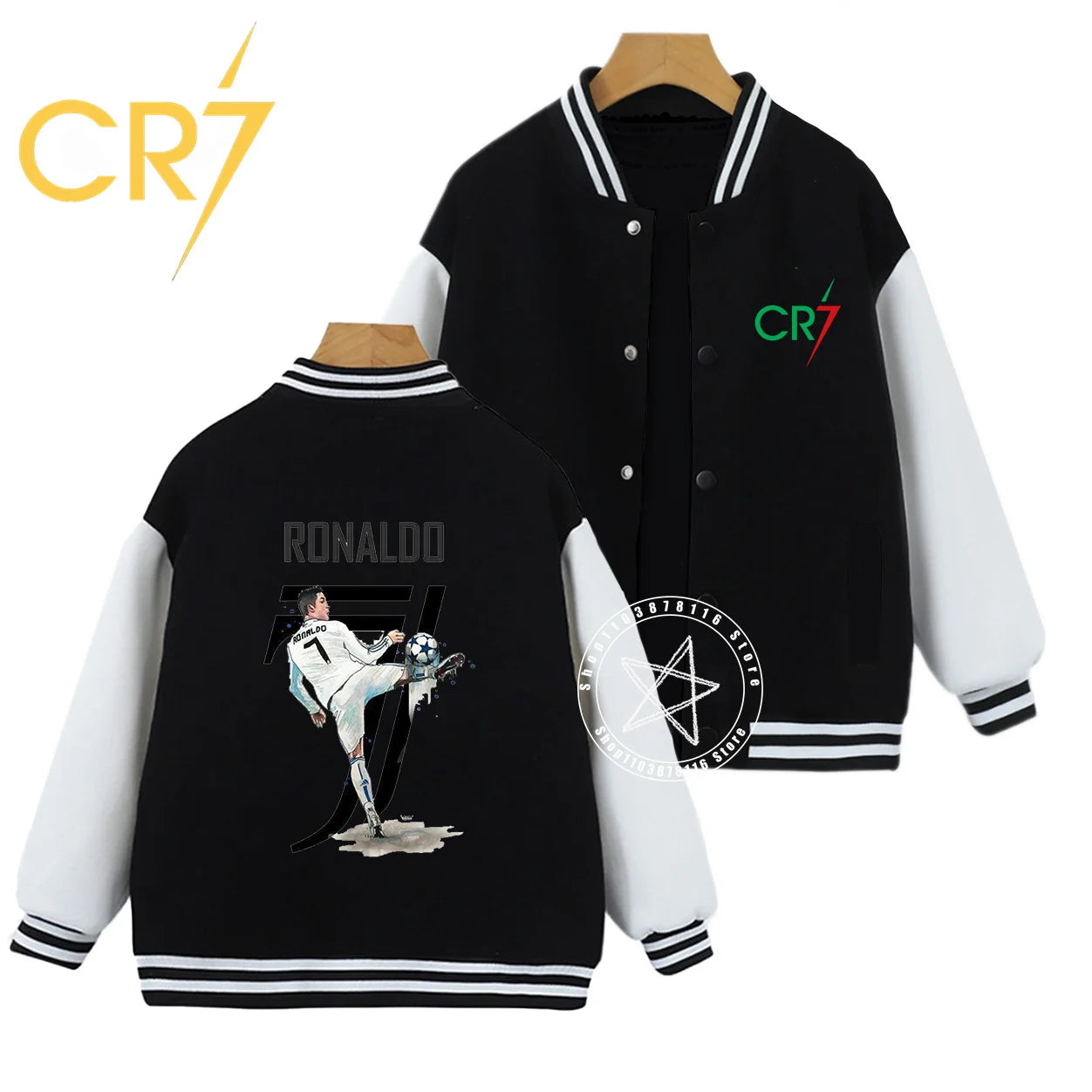 Autumn winter children handsome C Ronaldo personality print comfortable boys girls casual fashion kid thick baseball uniform